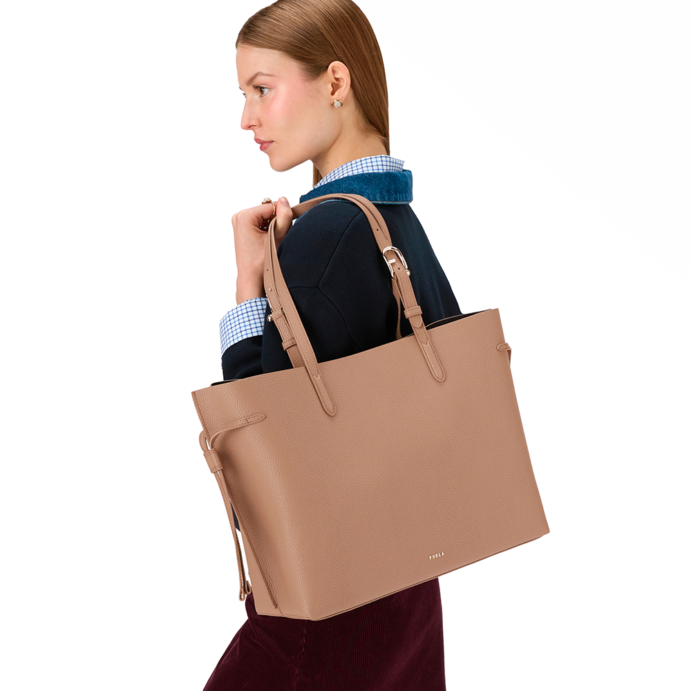 Furla Ava Borsa Shopping L Toffee Nero - Qshops (Furla)