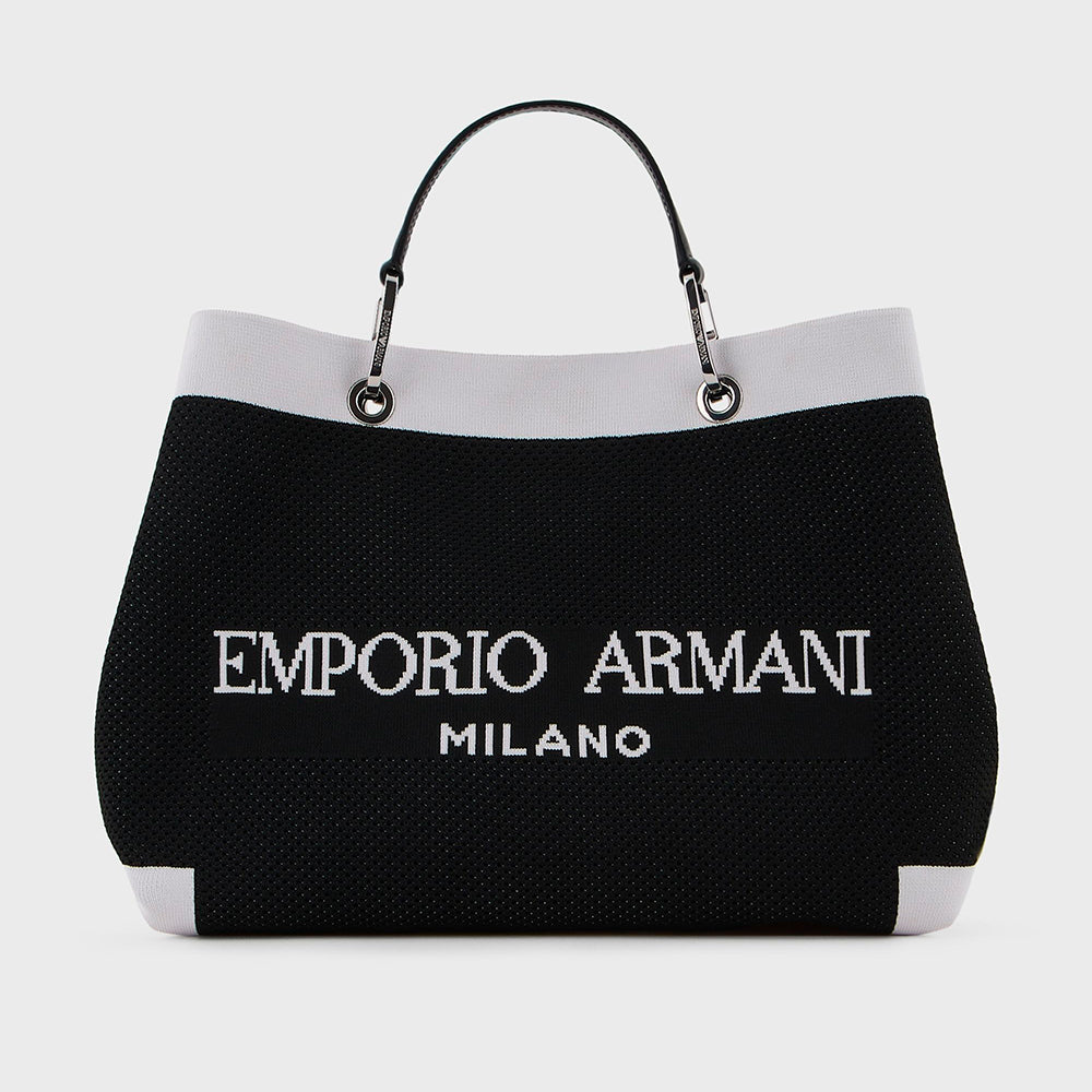 Shopper media MyEA in maglia con dettagli a contrasto Nero - Qshops (Emporio Armani)