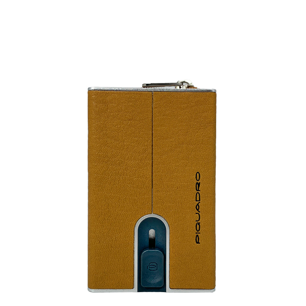 Compact wallet Giallo per carte di credito con sliding sy Black Square - Qshops (Outlet Piquadro)
