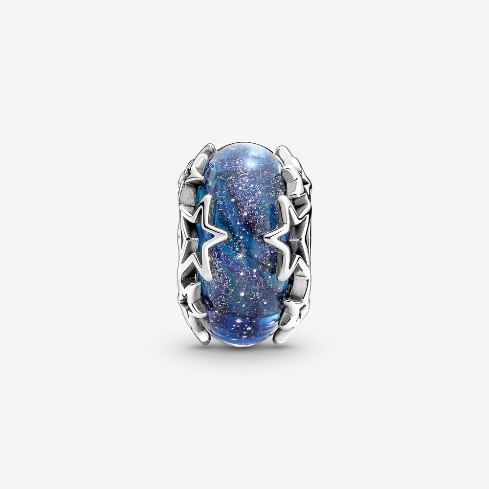 Charm Vetro di Murano Blu con Stelle - Qshops (Pandora)