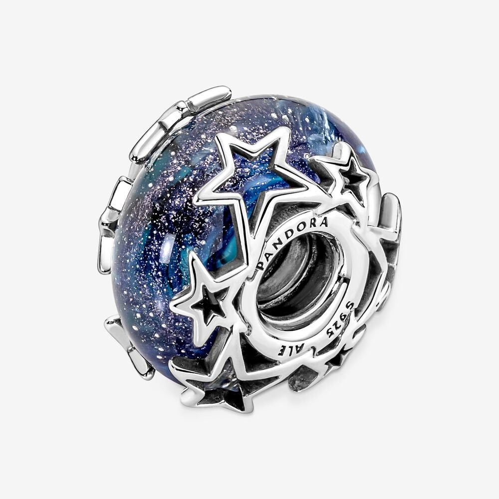 Charm Vetro di Murano Blu con Stelle - Qshops (Pandora)