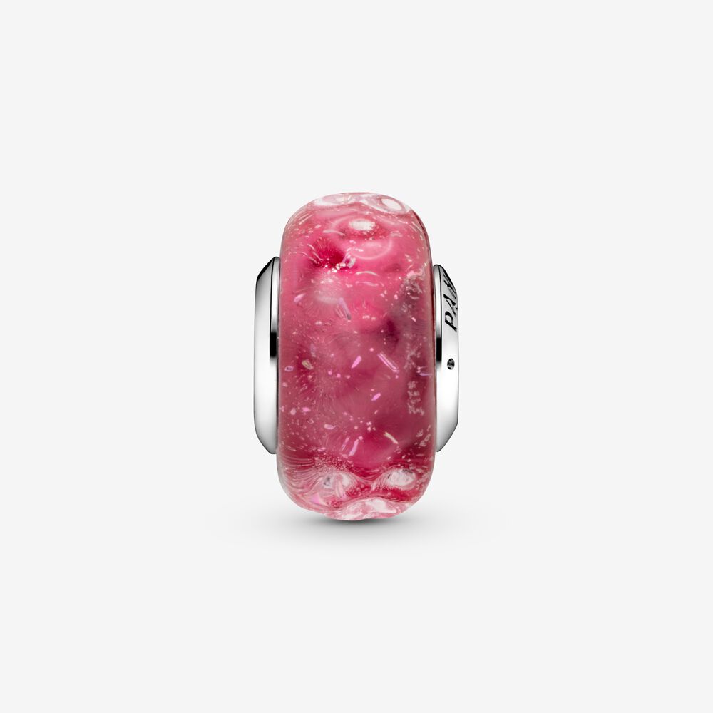 Charm In Vetro Di Murano Rosa Con Onde - Qshops (Pandora)