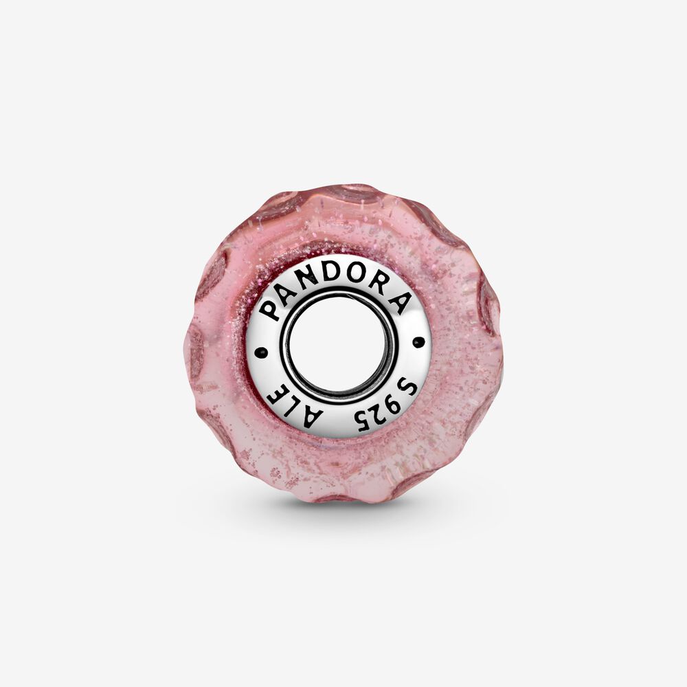 Charm In Vetro Di Murano Rosa Con Onde - Qshops (Pandora)