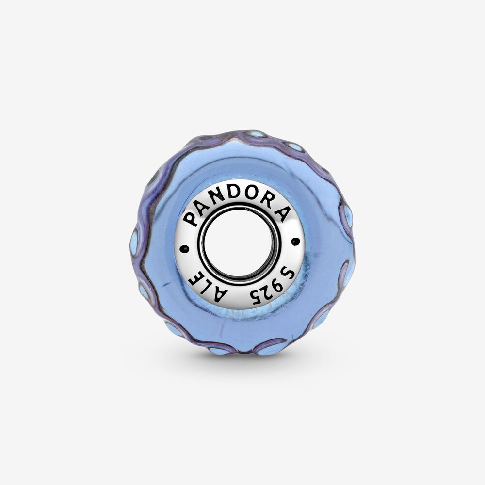Charm In Vetro Di Murano Color Lavanda Con Onde - Qshops (Pandora)