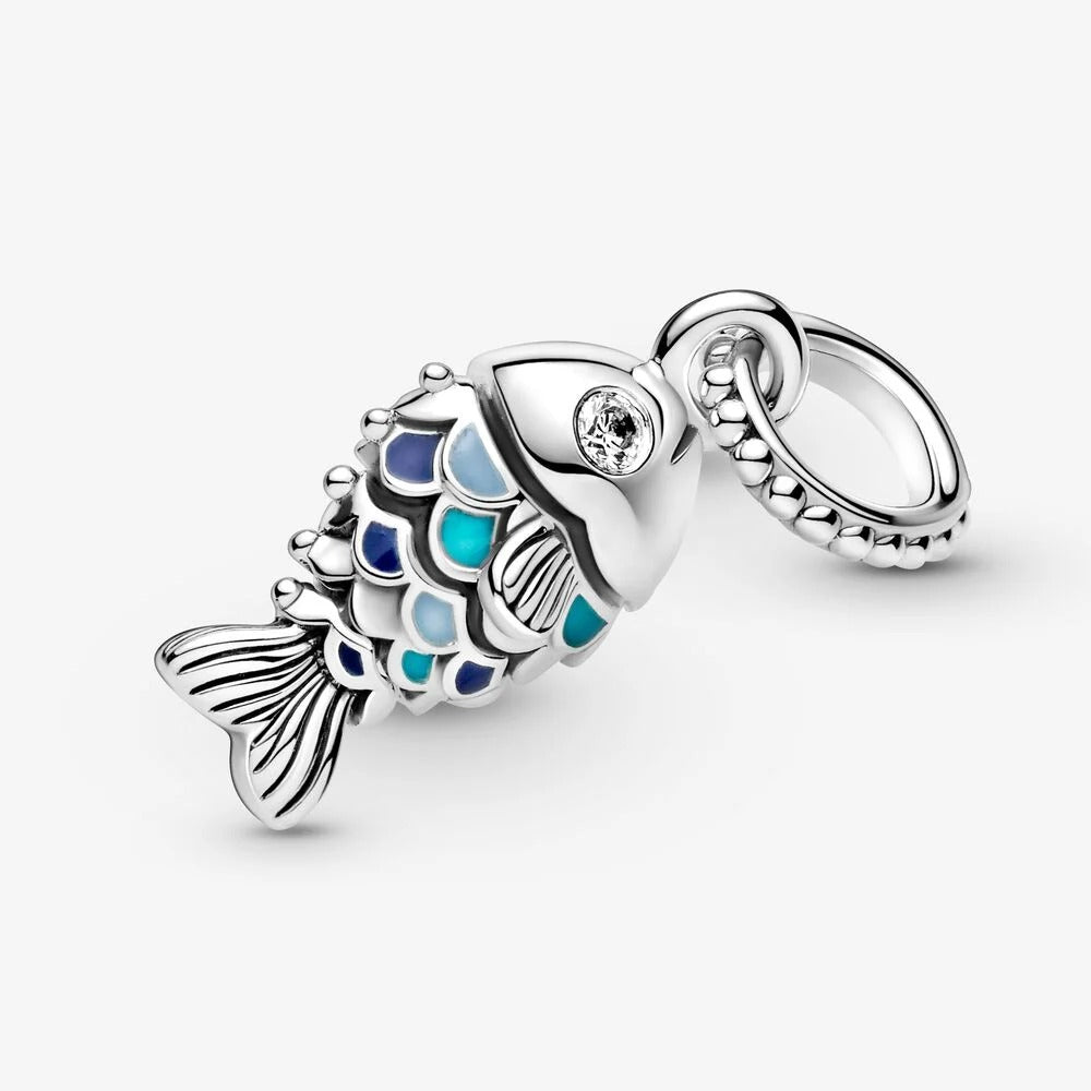 Charm pendente Pesce con squame blu - Qshops (Pandora)
