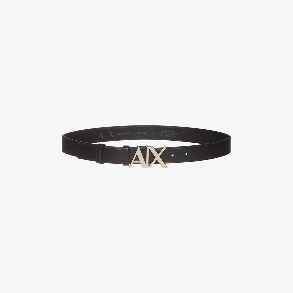 Cintura Donna con fibbia dorata logo AX Nera - Qshops (Armani Exchange)