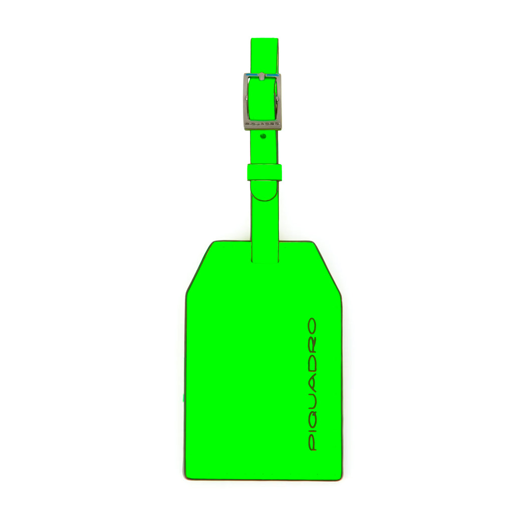 Address Tag in pelle con logo PQD inciso Verde Fluo - Qshops (Piquadro)