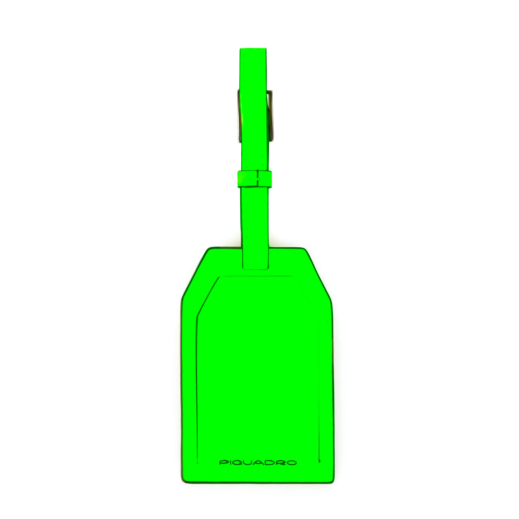 Address Tag in pelle con logo PQD inciso Verde Fluo - Qshops (Piquadro)