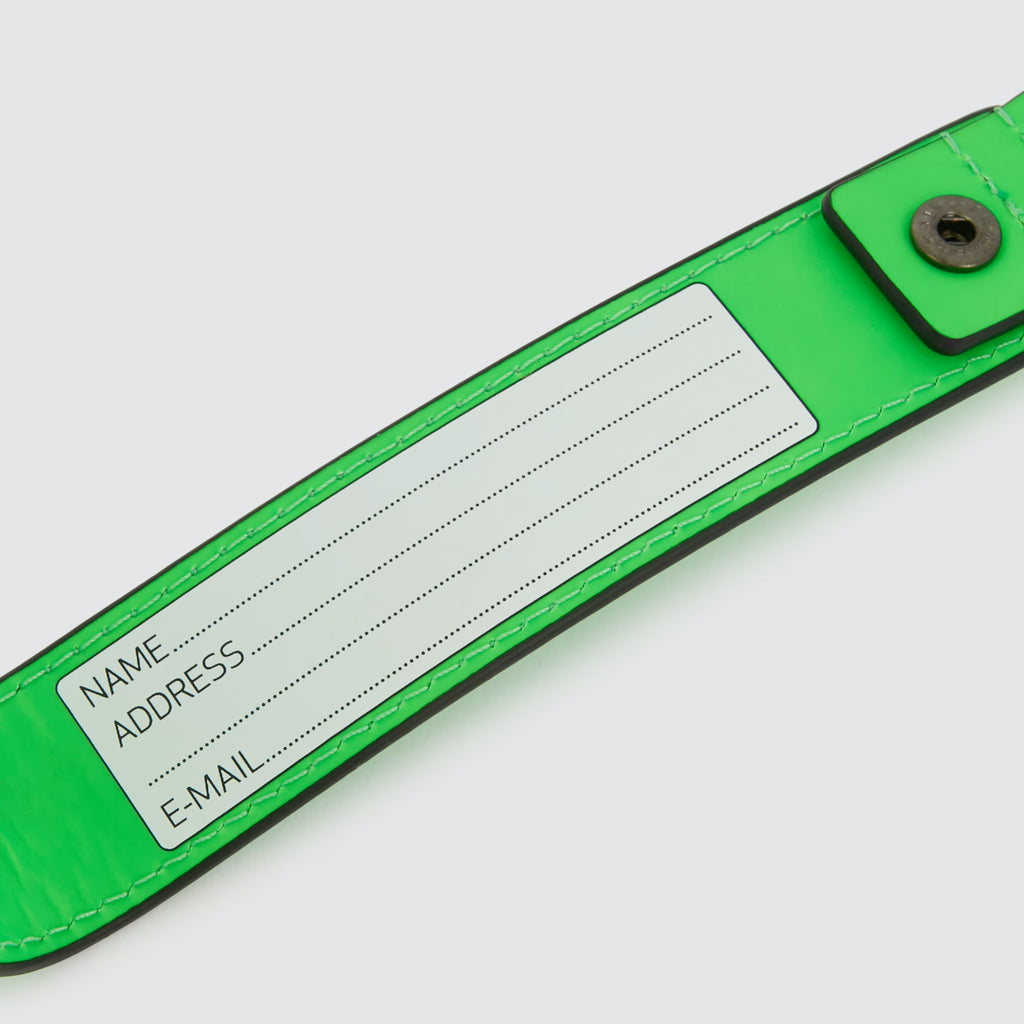 Address Tag in pelle con moschettone Stationery Verde Fluo - Qshops (Piquadro)