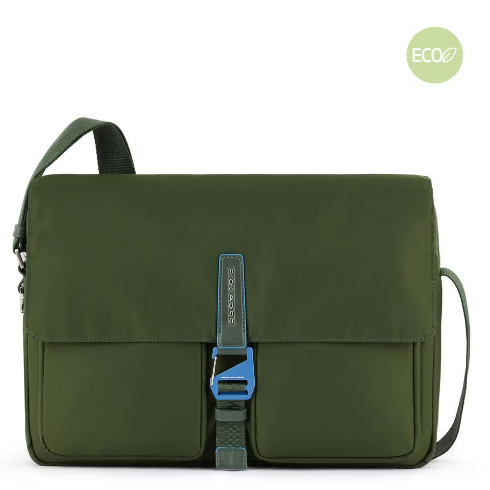 Messenger Verde in tessuto riciclato porta computer Ryan - Qshops (Piquadro)