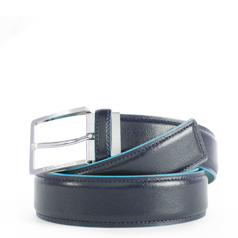Cintura Uomo Con Fibbia Ad Ardiglione Interno E Bordi A Contrasto In Azzurro Blue Square - Qshops (Piquadro)