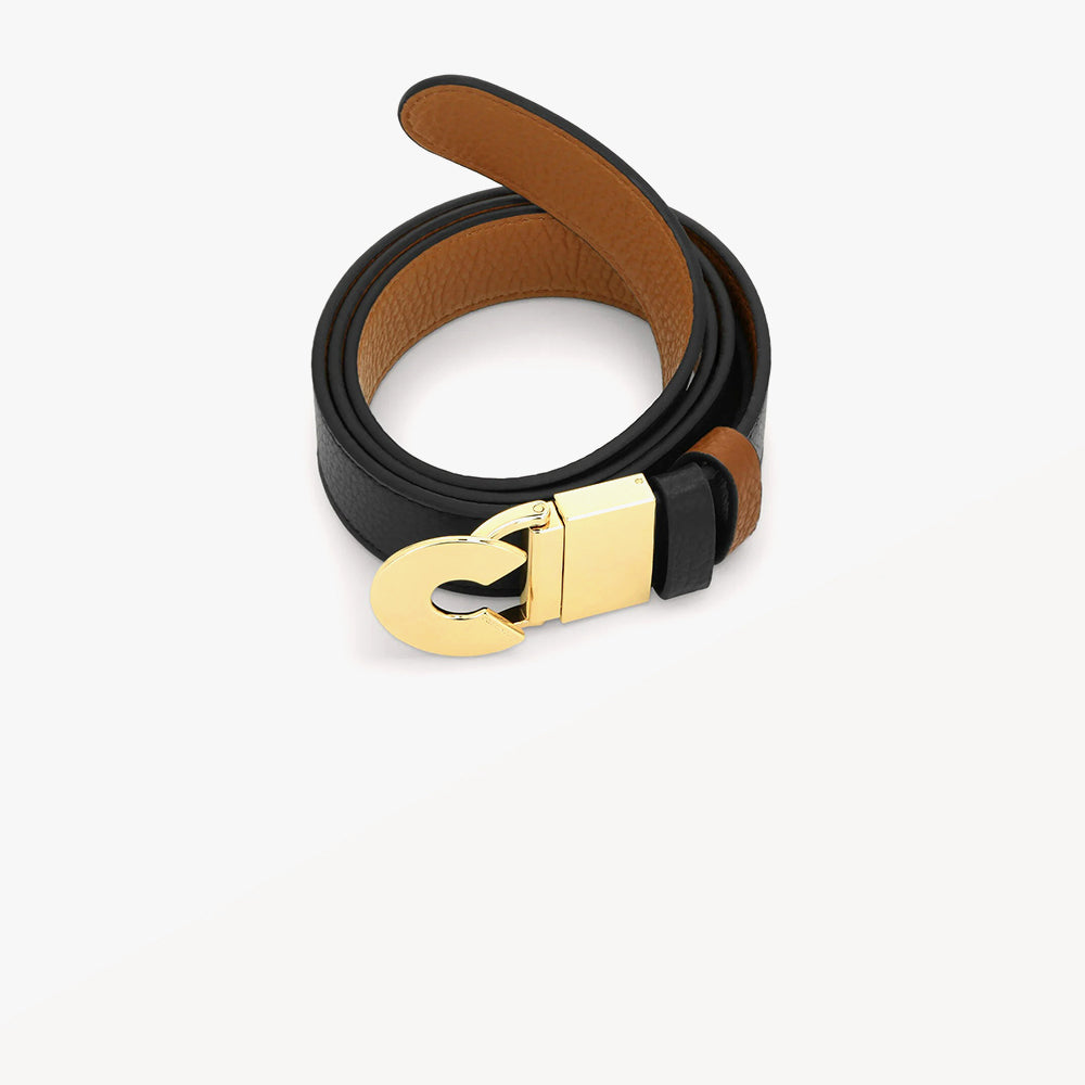 Cintura Logo C Reversibile Noir-Brule - Qshops (Coccinelle)