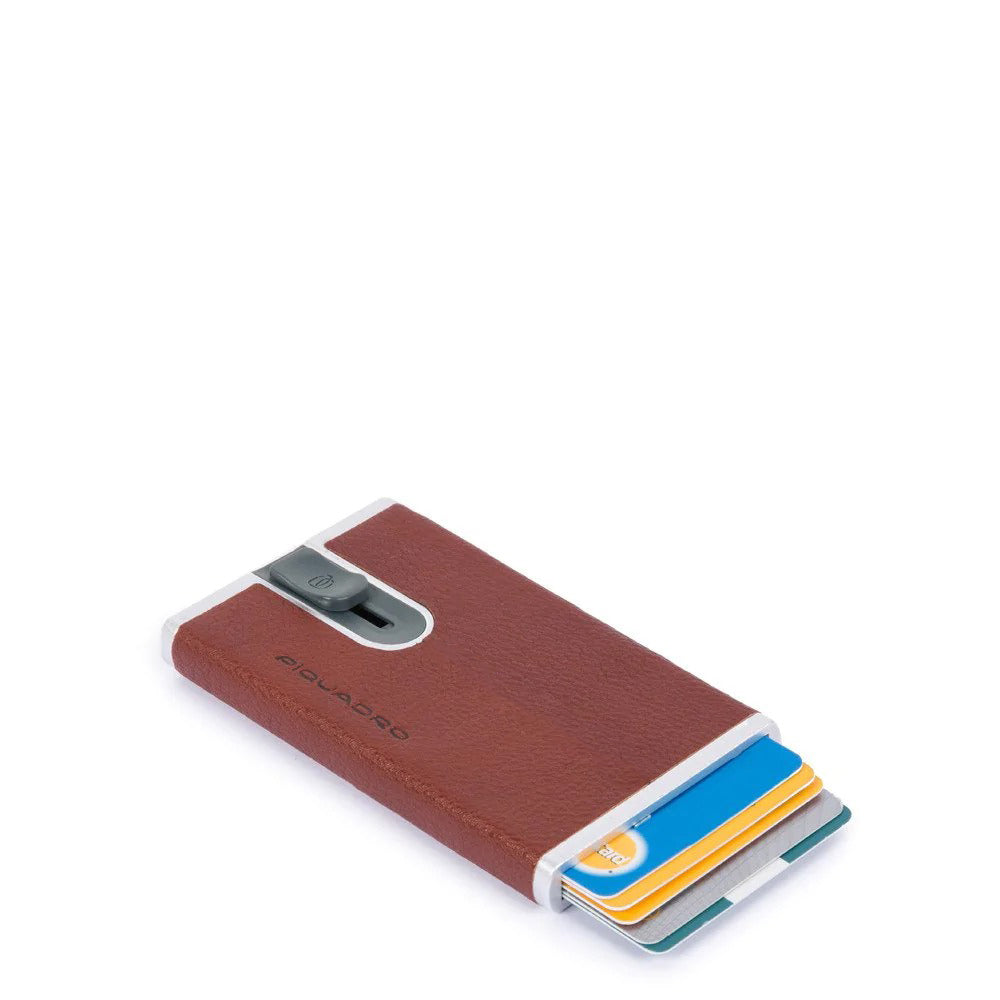 Compact wallet Cuoio per carte di credito con sliding sy Black Square - Qshops (Piquadro)