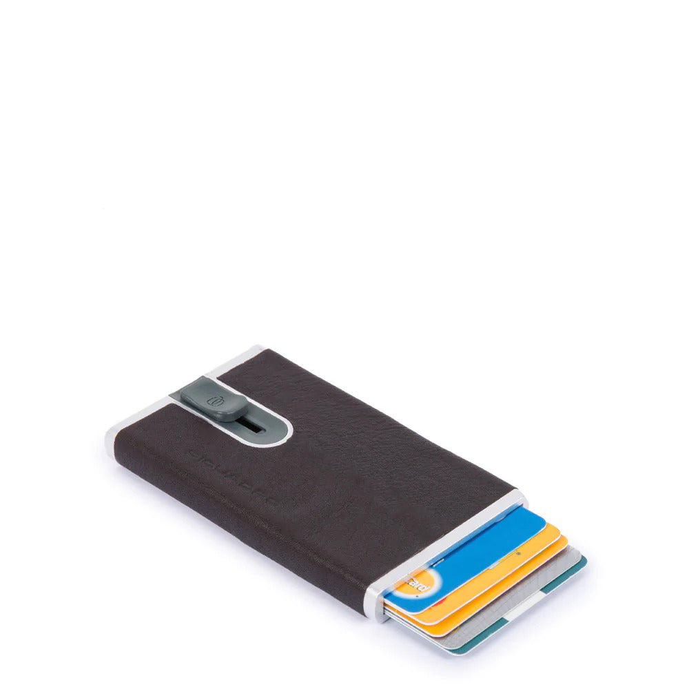 Compact wallet Testa di Moro per carte di credito con sliding sy Black Square - Qshops (Piquadro)