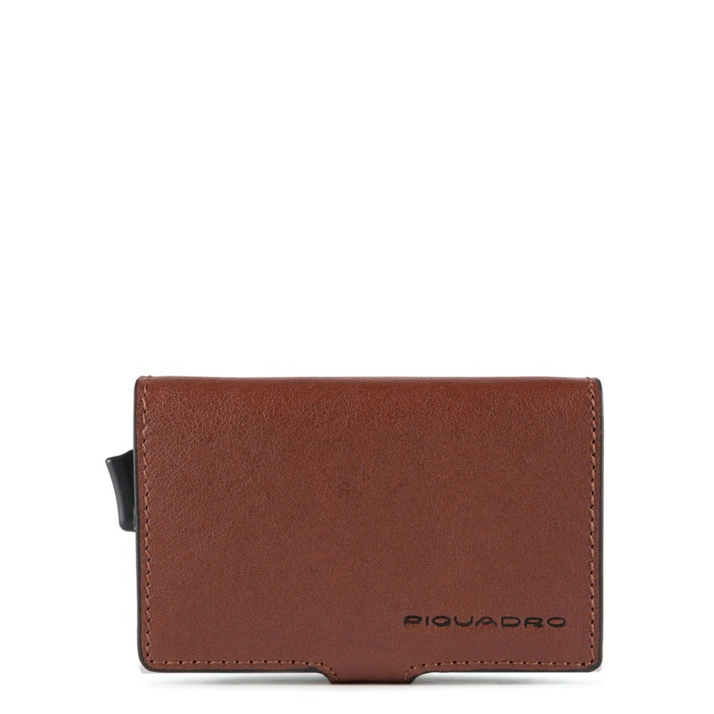 Porta carte di credito in metallo Black Square Cuoio - Qshops (Piquadro)