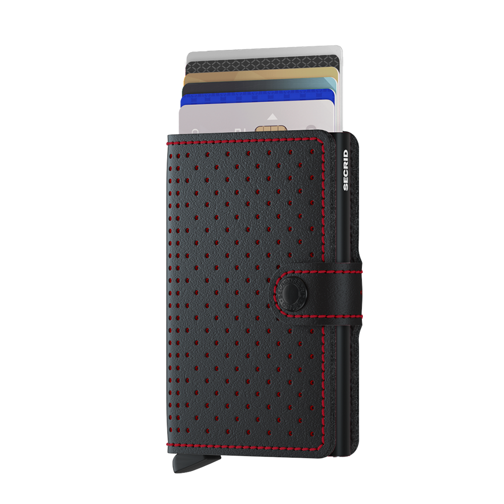 Miniwallet Style Perforated Black-Red - Qshops (Secrid)