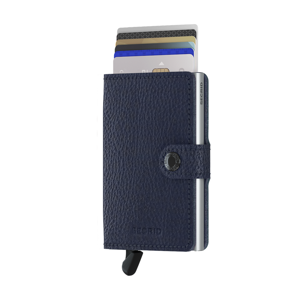 Miniwallet Vegetable Tanned Navy-Silver - Qshops (Secrid)