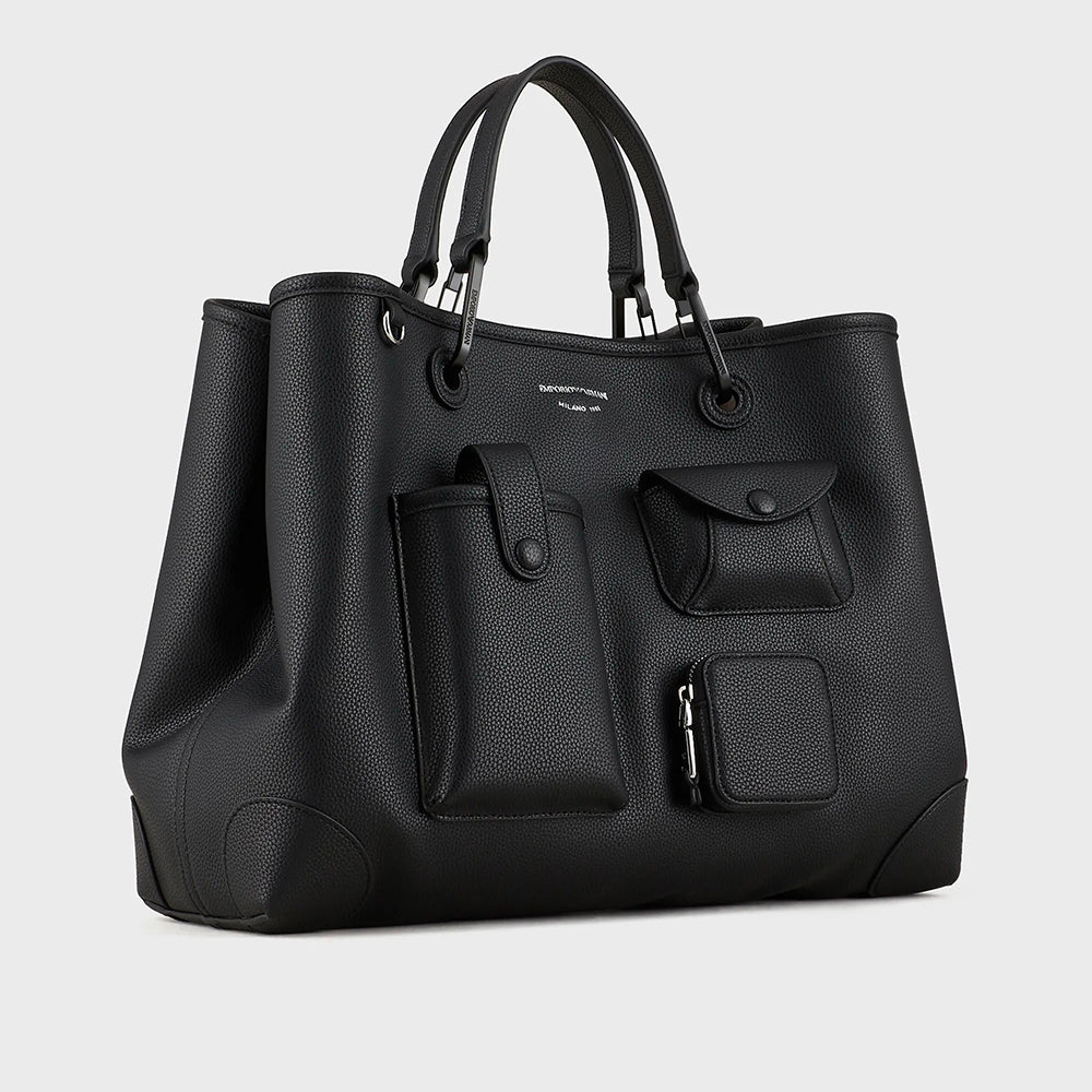 Shopper MyEA Bag media multitasche stampa cervo Nero - Qshops (Emporio Armani)