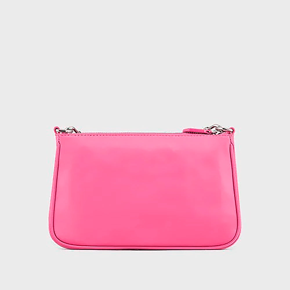 Mini bag doppia a tracolla in nylon satinato Fucsia - Qshops (Emporio Armani)