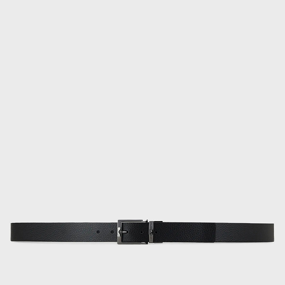 Cintura reversibile in pelle stampa palmellata Nero - Qshops (Emporio Armani)